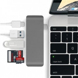 5in1 Usb-C Hub 3.0 Type-C Şarj Kart Okuyucu Type-C Adaptör (Gri)