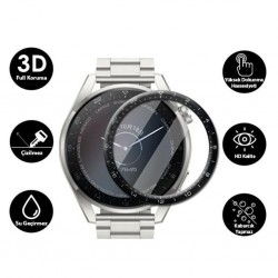Huawei Watch 3 Pro 3D PET+PMMA Cam Ekran Koruyucu (Siyah)