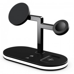 5in1 Led Işıklı Wireless Kablosuz Şarj Standı - iPhone+iWatch+AirPods (Siyah)