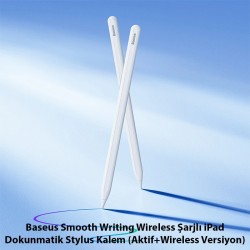 Baseus Smooth Writing Aktif+Wireless Şarjlı iPad Dokunmatik Stylus Kalem (Beyaz)