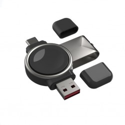 Samsung Galaxy Watch uyumlu Taşınabilir 2 in 1 USB + Type-C Şarj Standı (Siyah)