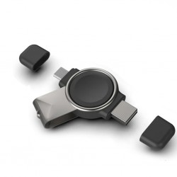 Samsung Galaxy Watch uyumlu Taşınabilir 2 in 1 USB + Type-C Şarj Standı (Siyah)