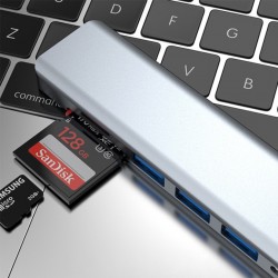 7in1 USB 3.1 HDMI 4K 30HZ 2K 1080P Type-C HUB Adaptör Dönüştürücü (Füme)