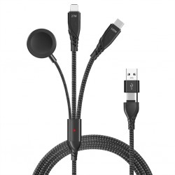 2x Type-c 100W-27W + Apple Watch Uyumlu Type-c Şarj Adaptörü (Siyah)