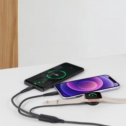 2x Type-c 100W-27W + Apple Watch Uyumlu Type-c Şarj Adaptörü (Siyah)