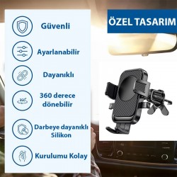 B086 360° Dönebilen Araç Içi Havalandirma Telefon Tutucu (Siyah)