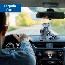 A145 Araç İçi Torpido Üstü Telefon Tutucu (Siyah)