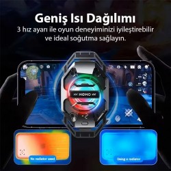 Memo DL20 AI Yarı İletken Arka Klipsli Soğutma Radyatörü IPhone Android PUBG Oyun Soğutucu 3 Aşamalı (Siyah)