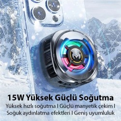 MEMO CX06 15W Manyetik Klipsli Telefon Soğutucu iOS/Android Uyumlu Yarı İletken Radyatör (Siyah)