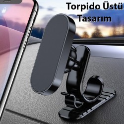 Araç içi Mıknatıslı Torpido Üstü Cep Telefonu Tutucu (Siyah)