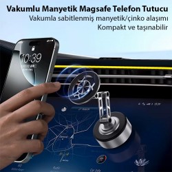 Magsafe Uyumlu Manyetik Vakumlu Araç Tutucu | Çok Yüzeyli Telefon Montaj