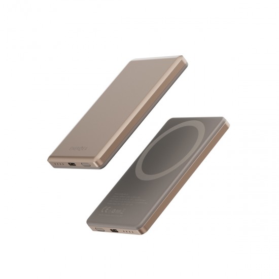 Energea AluPac Mini 5K 5.000 mAh 20W Type-C ve 15W Kablosuz Şarj Çıkışlı PD Hızlı Şarj Magsafe Powerbank (Gold)