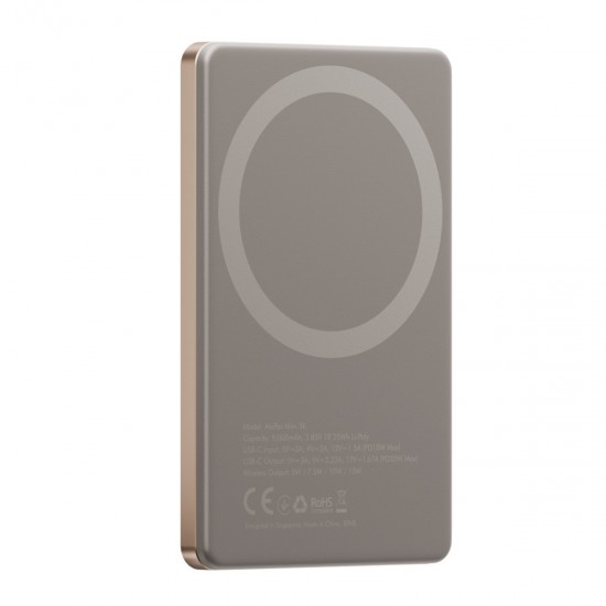 Energea AluPac Mini 5K 5.000 mAh 20W Type-C ve 15W Kablosuz Şarj Çıkışlı PD Hızlı Şarj Magsafe Powerbank (Gold)