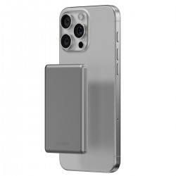 Energea AluPac Mini 5K 5.000 mAh 20W Type-C ve 15W Kablosuz Şarj Çıkışlı PD Hızlı Şarj Magsafe Powerbank (Gri)