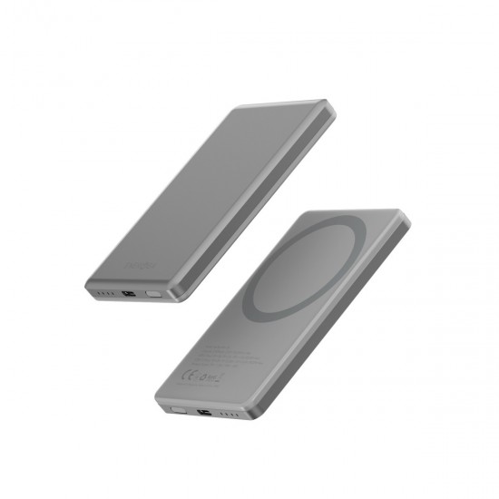 Energea AluPac Mini 5K 5.000 mAh 20W Type-C ve 15W Kablosuz Şarj Çıkışlı PD Hızlı Şarj Magsafe Powerbank (Gri)
