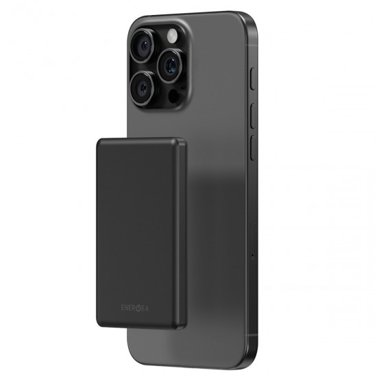 Energea AluPac Mini 5K 5.000 mAh 20W Type-C ve 15W Kablosuz Şarj Çıkışlı PD Hızlı Şarj Magsafe Powerbank (Siyah)
