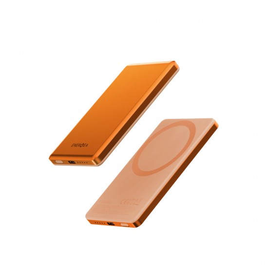 Energea AluPac Mini 5K 5.000 mAh 20W Type-C ve 15W Kablosuz Şarj Çıkışlı PD Hızlı Şarj Magsafe Powerbank (Turuncu)