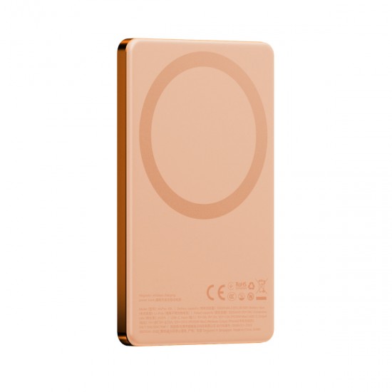 Energea AluPac Mini 5K 5.000 mAh 20W Type-C ve 15W Kablosuz Şarj Çıkışlı PD Hızlı Şarj Magsafe Powerbank (Turuncu)