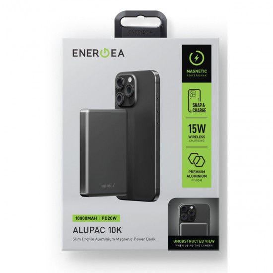Energea AluPac 10K 10.000 mAh 20W Type-C 15W Kablosuz Şarj Çıkışlı PD Hızlı Şarj Magsafe Powerbank (Gold)