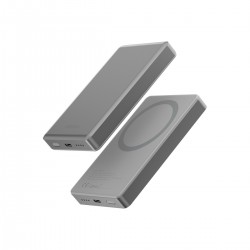 Energea AluPac 10K 10.000 mAh 20W Type-C 15W Kablosuz Şarj Çıkışlı PD Hızlı Şarj Magsafe Powerbank (Gri)