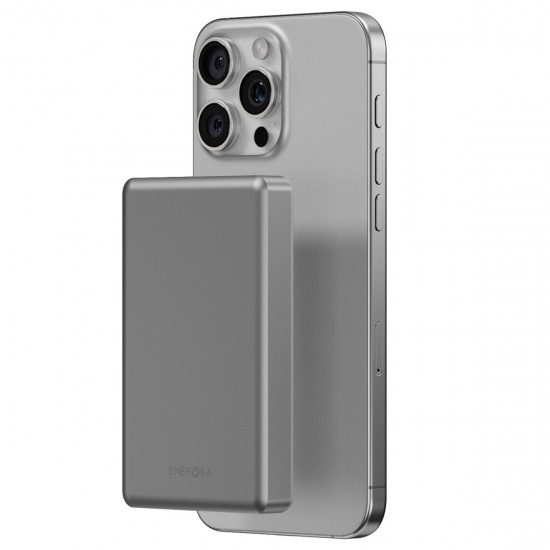 Energea AluPac 10K 10.000 mAh 20W Type-C 15W Kablosuz Şarj Çıkışlı PD Hızlı Şarj Magsafe Powerbank (Gri)