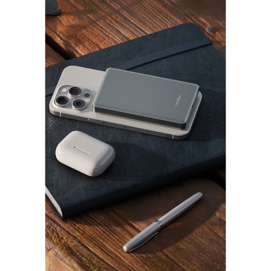 Energea AluPac 10K 10.000 mAh 20W Type-C 15W Kablosuz Şarj Çıkışlı PD Hızlı Şarj Magsafe Powerbank (Gri)