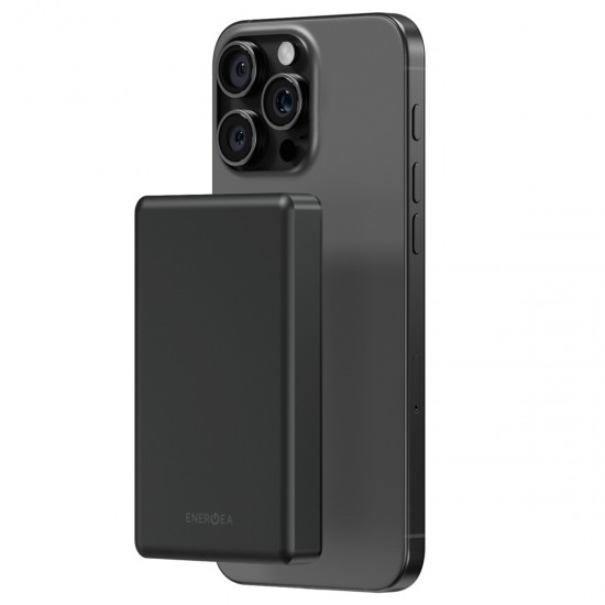 Energea AluPac 10K 10.000 mAh 20W Type-C 15W Kablosuz Şarj Çıkışlı PD Hızlı Şarj Magsafe Powerbank (Siyah)
