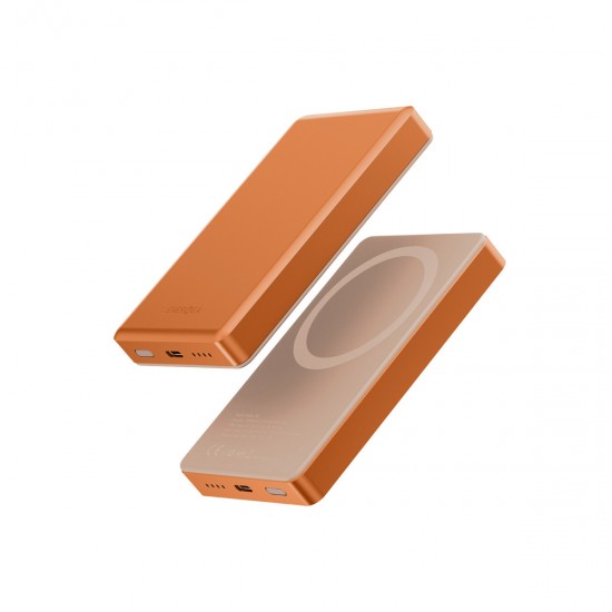 Energea AluPac 10K 10.000 mAh 20W Type-C 15W Kablosuz Şarj Çıkışlı PD Hızlı Şarj Magsafe Powerbank (Turuncu)