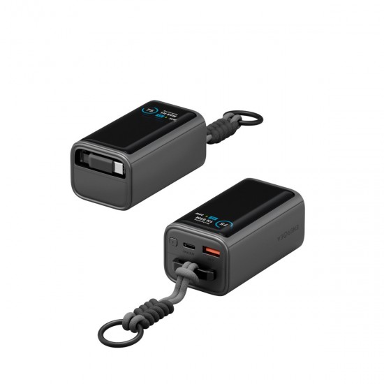 Energea ComPac Arc 45 Dijital Göstergeli 10.000 mAh Dahili Type-C Kablolu 45W PD Hızlı Şarj Powerbank (Siyah)