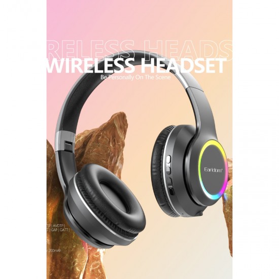 Earldom B06 RGB Bluetooth 5.3 Kablosuz Kulak Üstü Kulaklık (Siyah)
