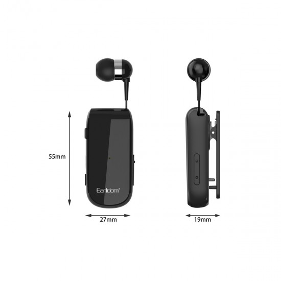 Earldom BH64 Bluetooth 5.0 Yaka Tutuculu Tek Kulak Makaralı Kablosuz Kulaklık (Siyah)