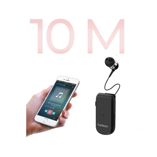 Earldom BH64 Bluetooth 5.0 Yaka Tutuculu Tek Kulak Makaralı Kablosuz Kulaklık (Siyah)