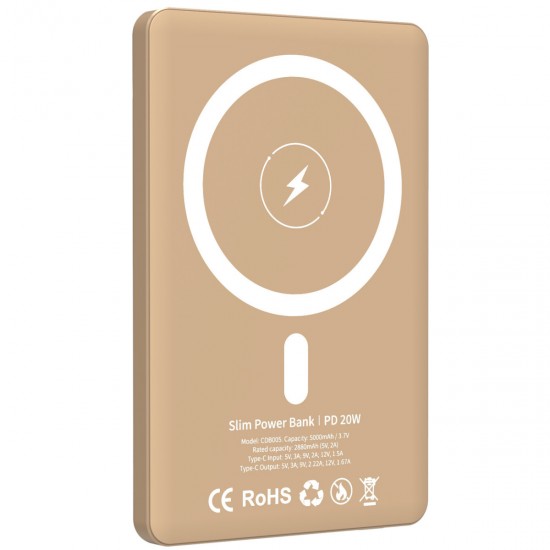 URR 5.000 mAh PD 20W UltraSlim Manyetik MagSafe Powerbank (Gold)