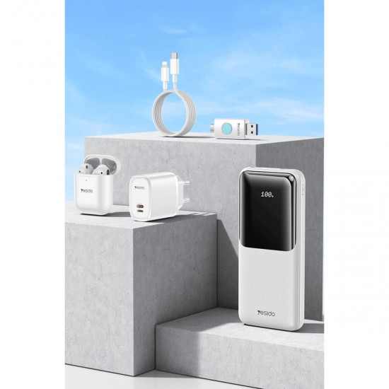 Yesido CG10 5in1 12W Şarj Aleti Kablo Powerbank Flash Bellek Airpods Set (Beyaz)