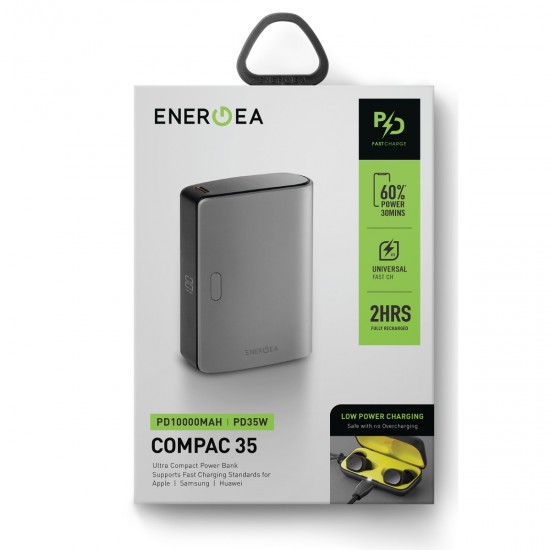 Energea ComPac 35 10.000 mAh Dijital Göstergeli 35W Type-C Çıkışlı 22.5W USB Çıkışlı PD Hızlı Şarj Powerbank