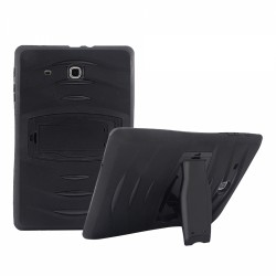 Samsung Galaxy T560 Tab E 9.6" Standlı Zırhlı Silikon Tablet Kılıfı (Siyah)
