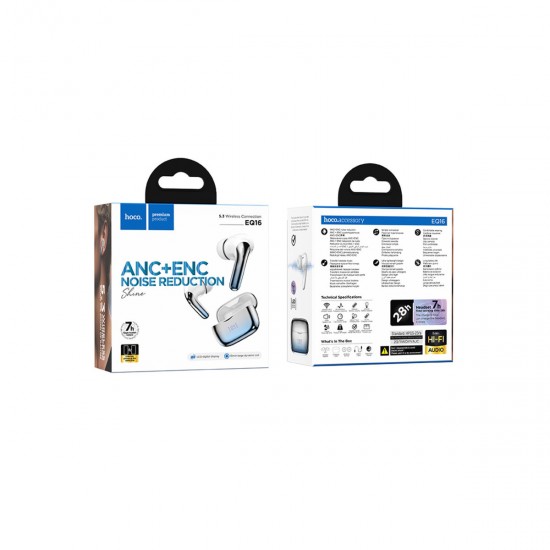 Hoco EQ16 Bluetooth 5.3 ANC + ENC Aktif Gürültü Engelleyici TWS Kulaklık (Mavi)
