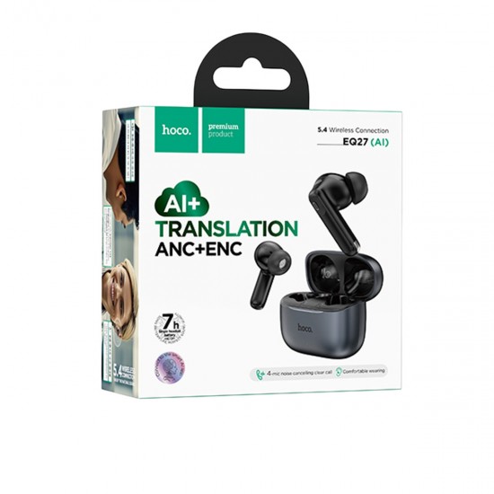Hoco EQ27 Fun Bluetooth 5.4 AI Çeviri Destekli ANC TWS Kulaklık (Gri)