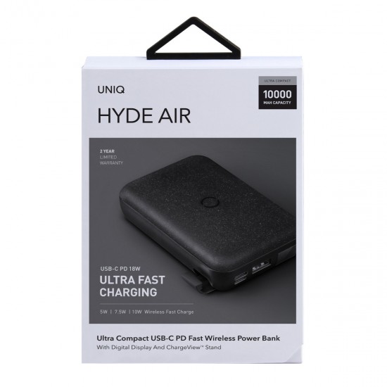 Uniq Hydeair 10.000mAh 18W PD Dijital Ekranlı Standlı Kablosuz Powerbank
