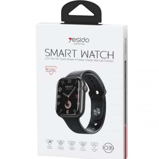 Yesido IO39 S10 2.01inç HD Dokunmatik Ekran BT Arama Destekli Wireless Şarjlı Akıllı Saat (Siyah)