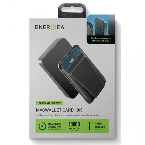Energea Magwallet Card 10.000 Mah 20W Type-C ve 15W Kablosuz Magsafe Kartlıklı Pd Şarj Magsafe Powerbank