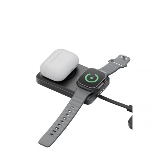 Energea MagPac Pro 35s 10.000 mAh 35W Type-C Dahili Kablolu 15W Qi2 Telefon Saat Magsafe Powerbank (Siyah)