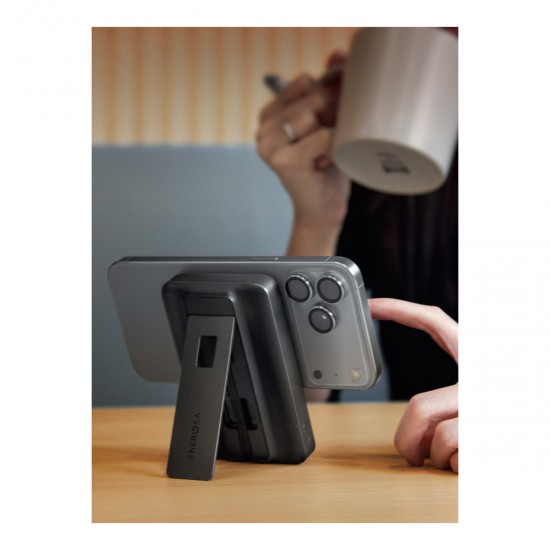 Energea MagPac Pro 35s 10.000 mAh 35W Type-C Dahili Kablolu 15W Qi2 Telefon Saat Magsafe Powerbank (Siyah)