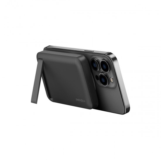 Energea MagPac Mini 10.000 mAh 20W Type-C 15W Kablosuz Şarj Destekli Stant Özellikli Magsafe Powerbank (Siyah)