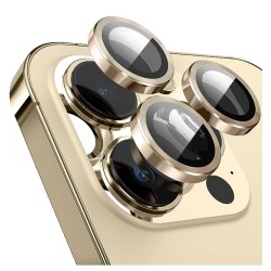 iPhone 14 Pro / 14 Pro Max Uyumlu Alüminyum Seri Kamera Lens Koruyucu (Gold)
