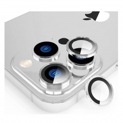 iPhone 15 Pro / 15 Pro Max Uyumlu Alüminyum Seri Kamera Lens Koruyucu (Gümüş)