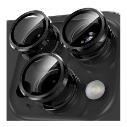 iPhone 15 Pro / 15 Pro Max Uyumlu Alüminyum Seri Kamera Lens Koruyucu (Siyah)
