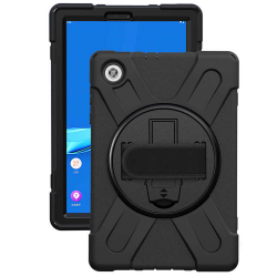 Lenovo Tab M10 Plus 10.6 Uyumlu Defender Standlı Zırhlı Silikon Tablet Kılıfı (Siyah)