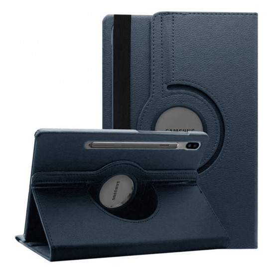 Samsung Galaxy Tab S7 FE SM-T733 12.4 360 Dönen Standlı Kapaklı Kılıf (Lacivert)