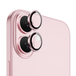 iPhone 16 / 16 Plus Uyumlu Safir Seri Kamera Lens Koruyucu (Pembe)